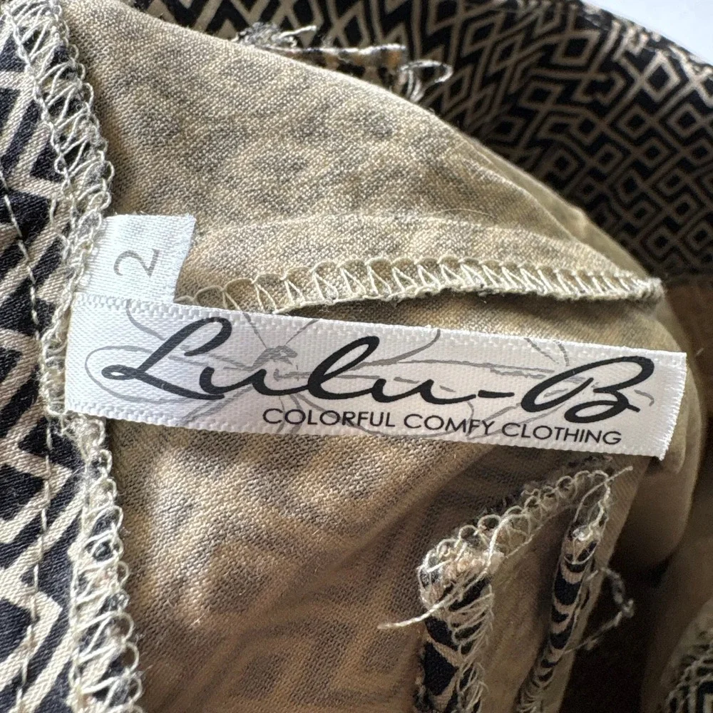 Lulu-B Womens Tan Black‎ Geometric Diamond Print Stretch Pull On Skirt Size 2